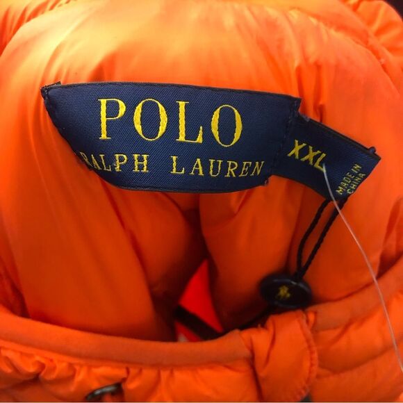 RALPH LAUREN Orange Quilted Hooded Full Zip Jacket Zipper Hand Pockets NWT 2XL - Picture 2 of 3